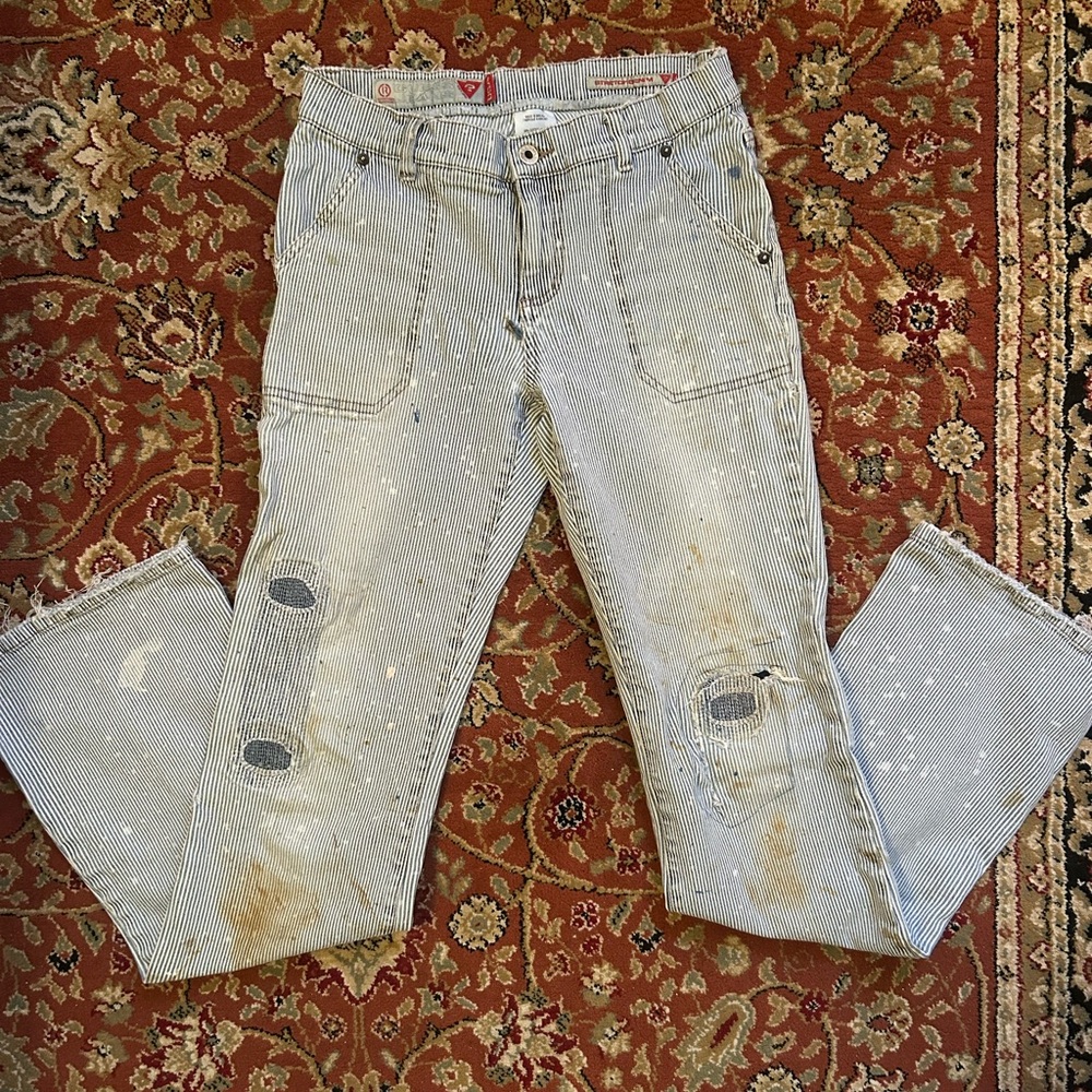 Vintage Guess Blue and White Striped Jeans
